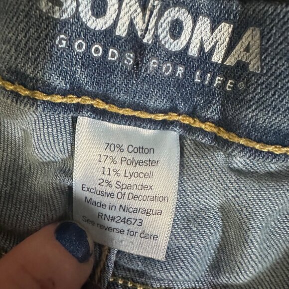 Sonoma Womens Size 20 Custom Cut-Off Denim Shorts Blue Raw Hem - Picture 2 of 12